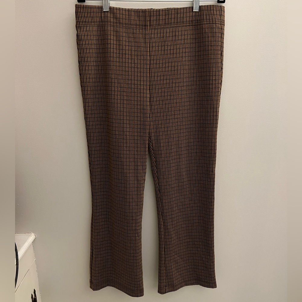 Loft Houndstooth Pull On Flare Leg Dress Pants Size L